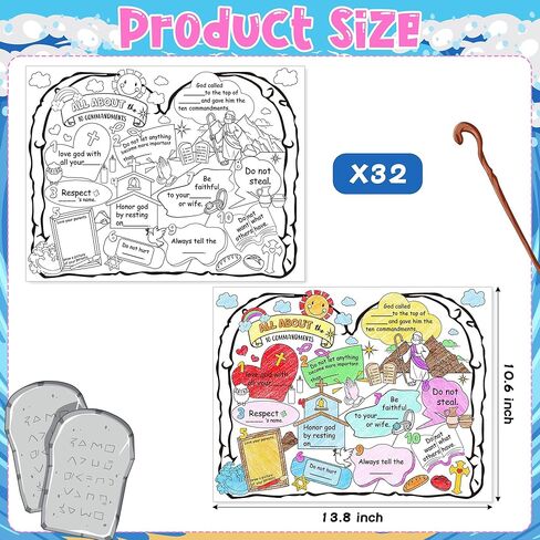 32 قطعة من الألوان الخاصة بك، كل شيء عن ملصق الوصايا العشر للأطفال، ملصق تعلم آية الكتاب المقدس المسيحي، ملصق جدار الكتاب المقدس الديني للفصول الدراسية، كنيسة الأحد، ديكورات المنزل in Kuwait