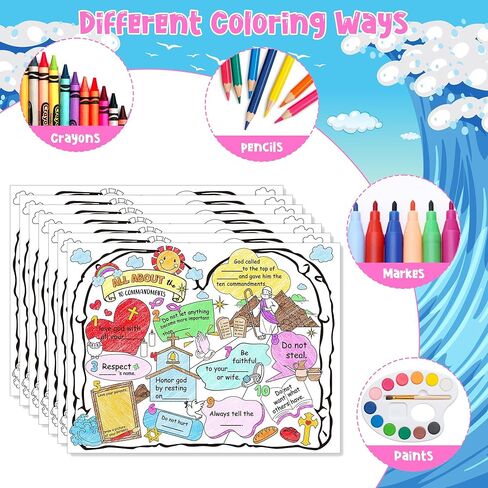 32 قطعة من الألوان الخاصة بك، كل شيء عن ملصق الوصايا العشر للأطفال، ملصق تعلم آية الكتاب المقدس المسيحي، ملصق جدار الكتاب المقدس الديني للفصول الدراسية، كنيسة الأحد، ديكورات المنزل in Kuwait