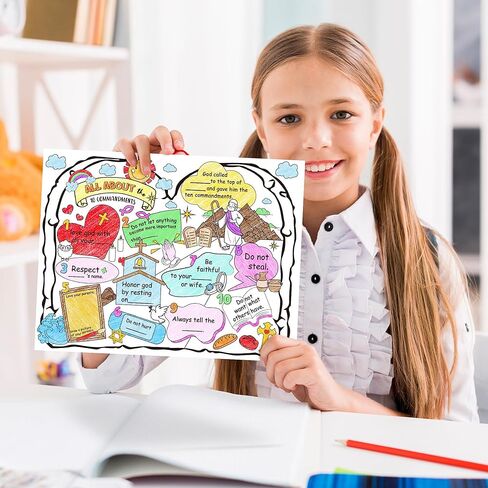 32 قطعة من الألوان الخاصة بك، كل شيء عن ملصق الوصايا العشر للأطفال، ملصق تعلم آية الكتاب المقدس المسيحي، ملصق جدار الكتاب المقدس الديني للفصول الدراسية، كنيسة الأحد، ديكورات المنزل in Kuwait