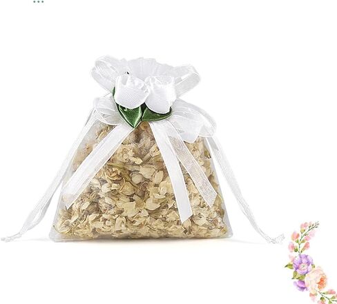 HRX حزمة أكياس الأورجانزا البيضاء الوردية 50 قطعة، 4 × 4.7 بوصة صغيرة شبكية برباط حقائب هدايا حقائب مجوهرات لحفلات الزفاف لصالح حلوى عيد الميلاد in Kuwait