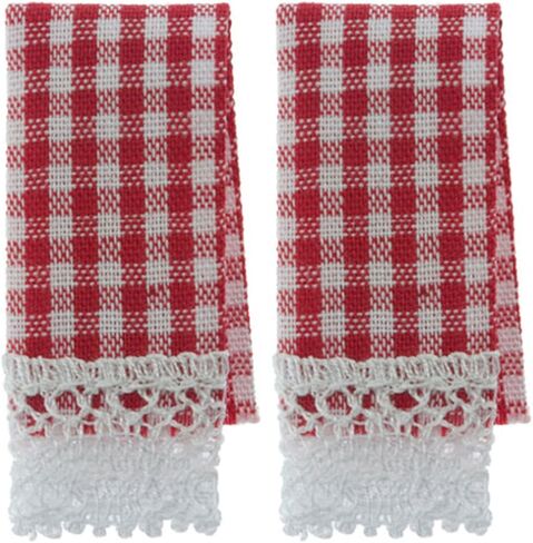 Dolls House Red Gingham Tea Towels Miniature Kitchen Cafe Accessory in Saudi Arabia
