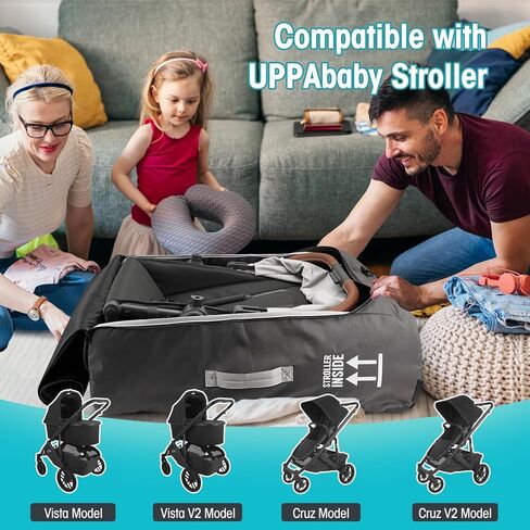 حقيبة سفر لعربة الأطفال متوافقة مع UPPAbaby VISTA وVISTA V2 وCRUZ وCRUZ V2، حقيبة عربة أطفال شديدة التحمل مع عجلات مكشوفة لسهولة التدحرج، مقاومة للماء والغبار، رائعة للسفر بالطائرة، رمادية in Kuwait