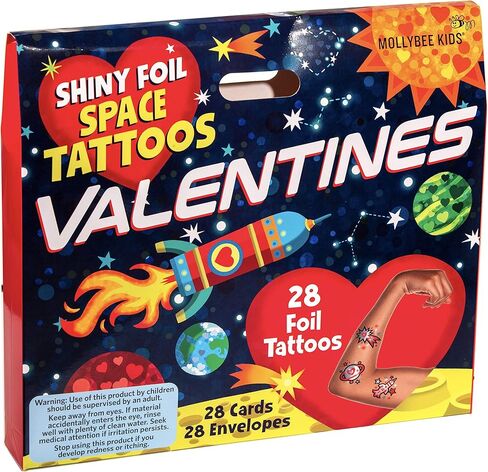 وشم وبطاقات عيد الحب في الفضاء الخارجي للأطفال من موليبي كيدز للفصول المدرسية، 28 وشمًا وبطاقات in Kuwait