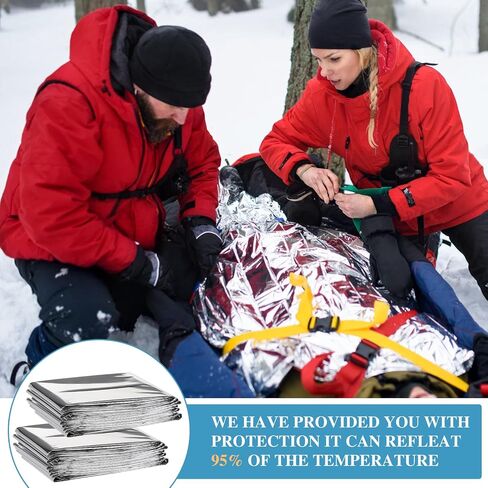 Macarrie 100 Pack Emergency Thermal Blankets Foil Space, Silver in Saudi Arabia