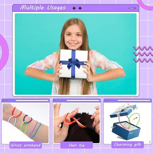 Nuenen 2000 Pcs Colorful Silicone Jelly Bracelets Bulk 80's Silicone Bracelets Neon Jelly Bracelets Silicone Wristband Rainbow Hair Ties for Kids Gift Bracelets for Rock Pop Star Disco Party Favors in Saudi Arabia