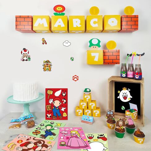 36Pcs Mario Make a Face Stickers,Cartoon Stickers Book Crafts for Kids,DIY Mario Party Supplies Favors Make Your Own Stickers Mixed and Matched with Different Designs Characters for Birthday Gifts Class Reward Book Decor Cartoon Stickers Book Crafts for K in Kuwait