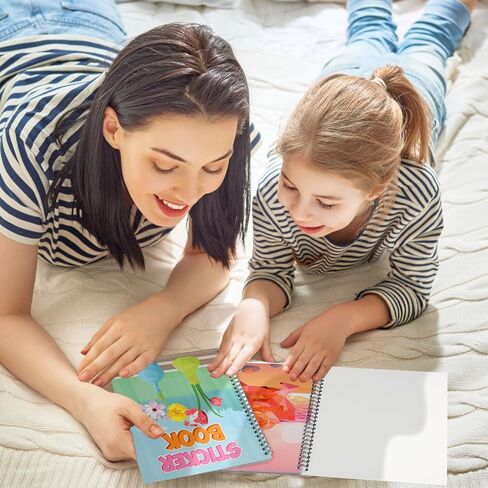 4 Pcs Sticker Crafts for Age 4-8 Kids Farm Jungle Forest Ocean Animal Flower Fruit Painting Books with Sticker by Number Stickers Puzzle Books for School Classroom, 40 Images to Sticker (Animal) in Saudi Arabia