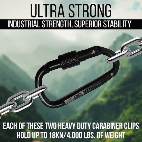 Locking Carabiner Clip, 2-Pack 18KN Carabiner Clip Heavy Duty Made of Steel Alloy - Caribeener Clips for Hammocks, Camping, Hiking, Traveling, Keychains - Caribeaner Clip Black - 4000 lb. Capacity in Kuwait