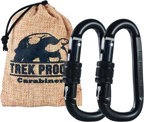 Locking Carabiner Clip, 2-Pack 18KN Carabiner Clip Heavy Duty Made of Steel Alloy - Caribeener Clips for Hammocks, Camping, Hiking, Traveling, Keychains - Caribeaner Clip Black - 4000 lb. Capacity in Kuwait