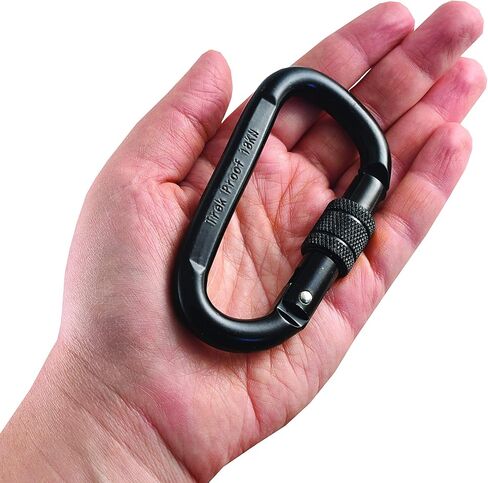 Locking Carabiner Clip, 2-Pack 18KN Carabiner Clip Heavy Duty Made of Steel Alloy - Caribeener Clips for Hammocks, Camping, Hiking, Traveling, Keychains - Caribeaner Clip Black - 4000 lb. Capacity in Kuwait