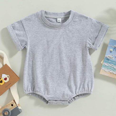Unisex Baby Boy Girl Clothes Infant Summer Oversized Bubble Romper Toddler Baby Plain Short Sleeve Jumpsuit in Saudi Arabia