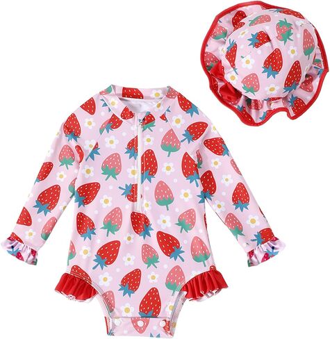 Puseky طفل الفتيات قطعة واحدة ملابس السباحة البريدي طفح الحرس مع طقم قبعات ملابس السباحة تكدرت لطيف الوليد طفلة ثوب السباحة in Kuwait