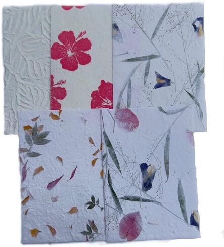 أوراق ورق التوت المصنوعة يدويًا من الألياف الطبيعية السميكة مقاس A5، طلاء، كتابة ورق مصنوع يدويًا، ورق زخرفي، ورق صناعة البطاقات، 20 قطعة. (أنماط ورقية متنوعة) in Kuwait