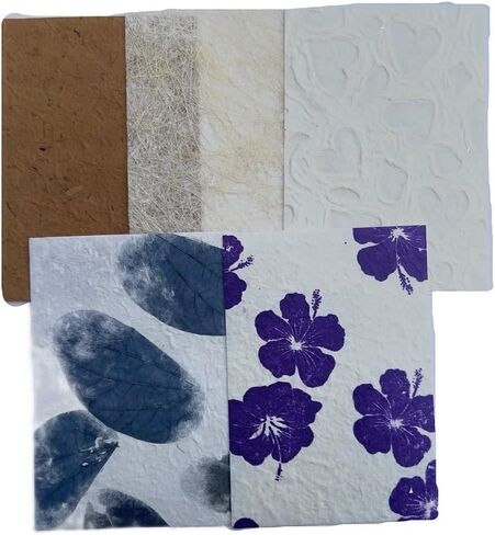 أوراق ورق التوت المصنوعة يدويًا من الألياف الطبيعية السميكة مقاس A5، طلاء، كتابة ورق مصنوع يدويًا، ورق زخرفي، ورق صناعة البطاقات، 20 قطعة. (أنماط ورقية متنوعة) in Kuwait