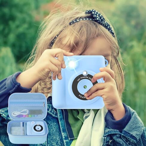 حافظة كاميرا للأطفال متوافقة مع كاميرا ESOXOFFORE/GKTZ/WEEFUN/Eveedo/Anchioo/YTETCN للكاميرا المطبوعة الفورية للأطفال الصغار وحقيبة تنظيم حامل تخزين ورق الطباعة، وردي (الجراب فقط) in Kuwait