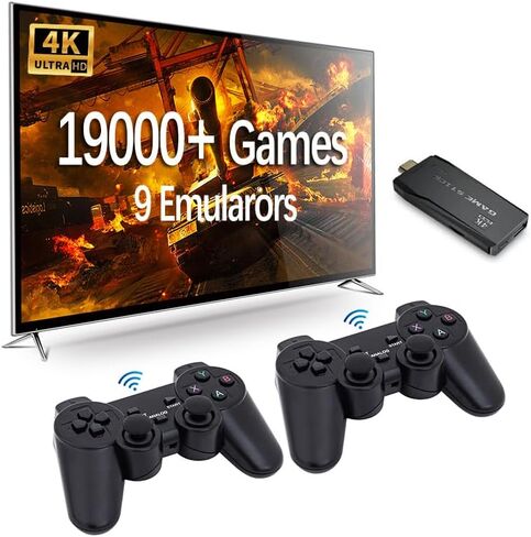 Retro Game Stick, Wireless Nostalgia Game Stick Built in 19000+ Classic Games, 4K HDMI Output Plug & Play Video Games,with Built-in 9 Emulators,Retro Plug and Play Video Games for TV in Saudi Arabia