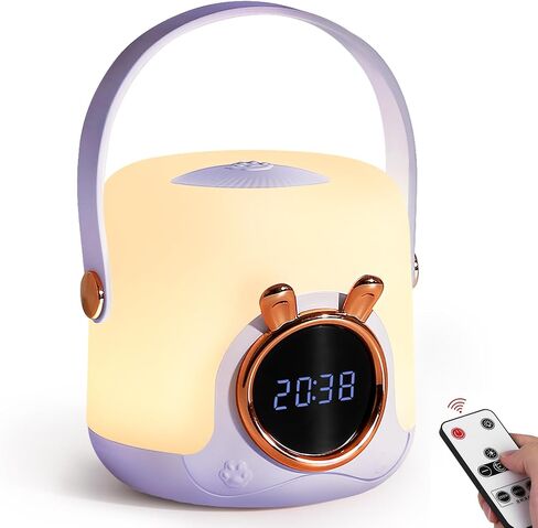 Kids Night Light with Clock,Baby Night Lights for Nursery, Portable Night Light for Children,Cute Lamp, Breastfeeding Night Light,Best Gifts for Children(Purple) in Saudi Arabia