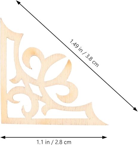 TENDYCOCO 50 قطعة من الحرف الخشبية غير المكتملة المنحوتة في الزوايا غير المطلية لتزيين باب الأثاث in Kuwait