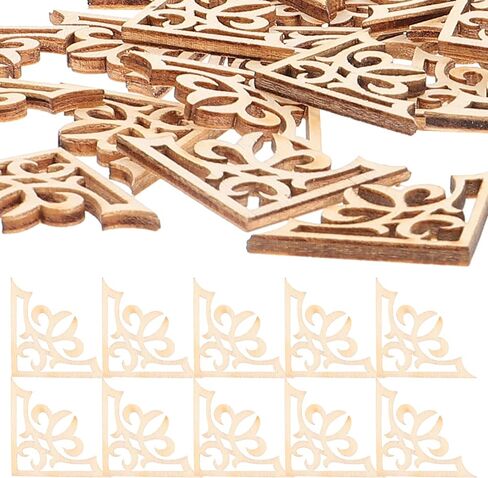 TENDYCOCO 50 قطعة من الحرف الخشبية غير المكتملة المنحوتة في الزوايا غير المطلية لتزيين باب الأثاث in Kuwait