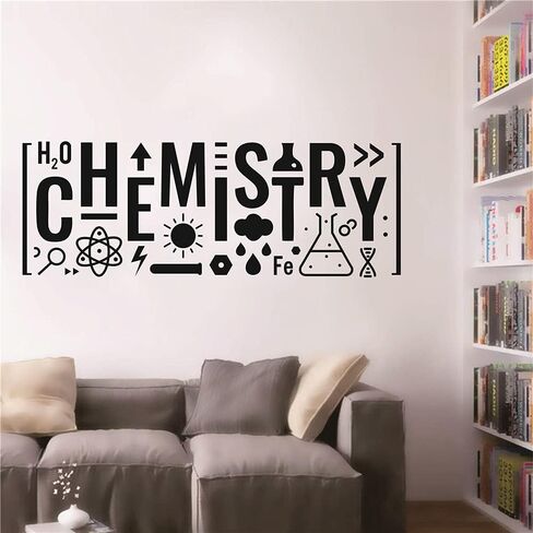 Art Letter Chemistry Wall Decal Classroom Laboratory Decoration Science Education Wall Sticker for Student,Bedroom Interior Decor Mural TM-63 (Black) in Saudi Arabia