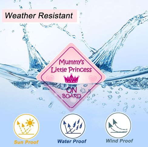 قطعتان من ملصقات الأميرة على اللوحة للسيارات، علامة أمان لطيفة على متن السيارة، ملصق مضحك على شكل طفل على اللوحة للسيارات - وردي فاتح و5.5 بوصة × 5.5 بوصة بوصة in Kuwait