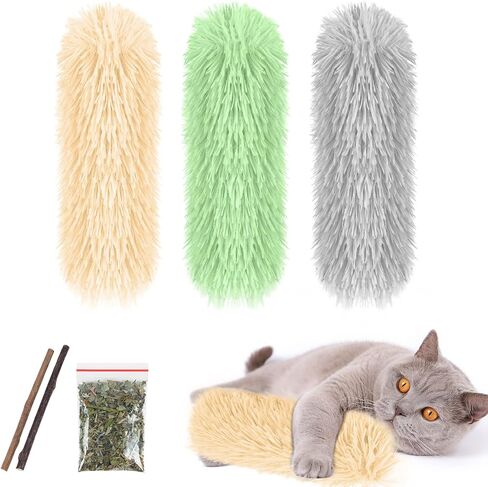 Catnip Toy, 3 Pack Cat Toys Cat Pillows Plush Cat Chew Toys with 2 pcs Catnip Sticks Interactive Cat Kicker Toys for Indoor Cats Cat Toys with Catnip Cat Nip Toys for Kittens in Saudi Arabia