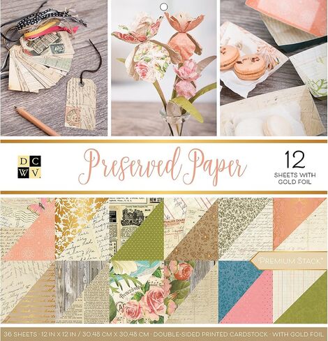 American Crafts DCWV Card Stock 12X12 Indigo Kraft and Rose Gold Premium Printed Stack, Multi-Colour Craft Paper, Arts Crafts Supplies Decorative Card Stock For Printer Card Stock For Crafting in Saudi Arabia