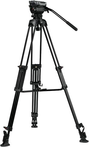 مجموعة حامل فيديو ثلاثي القوائم من الألومنيوم خفيف الوزن مكون من 3 أقسام من Ikan مع وعاء سائل/رأس مائل GH04، أقصى ارتفاع 65 بوصة، وعاء 75 مم، يتضمن حقيبة كتف مبطنة، (EG04AS) - أسود in Kuwait