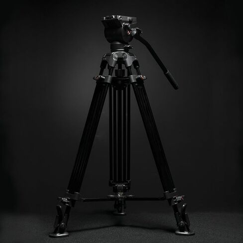 مجموعة حامل فيديو ثلاثي القوائم من الألومنيوم خفيف الوزن مكون من 3 أقسام من Ikan مع وعاء سائل/رأس مائل GH04، أقصى ارتفاع 65 بوصة، وعاء 75 مم، يتضمن حقيبة كتف مبطنة، (EG04AS) - أسود in Kuwait