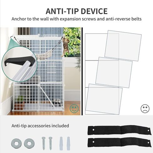 YITAHOME قفص قطط داخلي Catio DIY Cat مرفقات معدنية للقطط روضة أطفال 3 طبقات بيوت الحيوانات الأليفة مع أرجوحة كبيرة جدًا لـ 1-2 قطط أرنب أبيض in Kuwait
