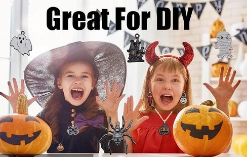 80 قطعة من سحر الهالوين الفضي العتيق لصنع المجوهرات، قبعة ساحر شبح اليقطين، هيكل جمجمة الخفافيش، سحر الهالوين لقلادة DIY، سوار، أقراط، صنع المجوهرات (M722) in Kuwait