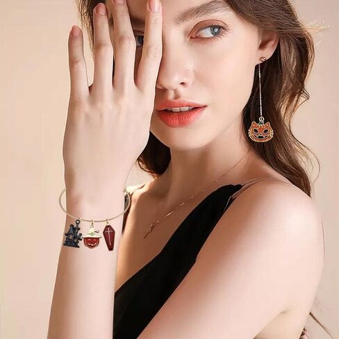 80 قطعة من سحر الهالوين الفضي العتيق لصنع المجوهرات، قبعة ساحر شبح اليقطين، هيكل جمجمة الخفافيش، سحر الهالوين لقلادة DIY، سوار، أقراط، صنع المجوهرات (M722) in Kuwait