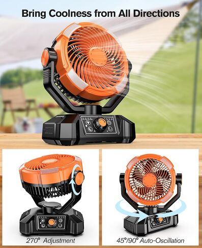 Zmirne Portable Camping Fan with LED Lantern, 20000mAh Rechargeable Battery Operated Fan with Remote & Oscillating, USB-C Charging Personal Fan for Outdoor Travel, Fishing, Power Outage Hurricane in Saudi Arabia
