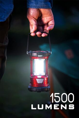فانوس تخييم قابل لإعادة الشحن، 1500 لومن 3 أوضاع إضاءة للتخييم وشاحن هاتف LED ومصباح يدوي مدمج، فوانيس إعصار محمولة مقاومة للماء للطوارئ، في الهواء الطلق، انقطاع التيار الكهربائي (2) in Saudi Arabia
