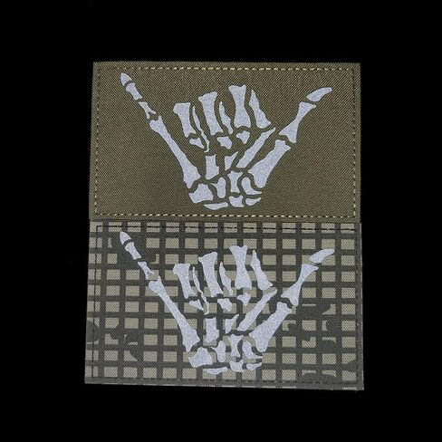 Taifeng مقاس 5 × 3 بوصات كبيرة مموهة ليلية صحراوية بالأشعة تحت الحمراء IR جمجمة هيكل عظمي للإصبع الأوسط رقعة تكتيكية رقعة تثبيت بخطاف دعم (5 بوصات عرض × 3 بوصات ارتفاع) (ليلة الصحراء كامو)، أسود in Kuwait