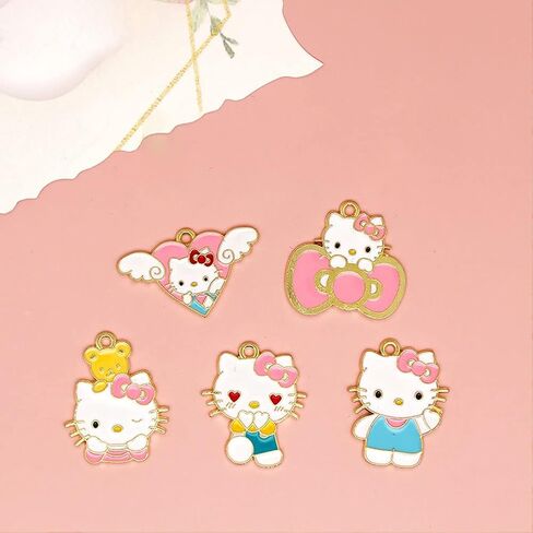 Cute Cat Charms Enamel Cartoon Cat Charms Pendant 30 Pcs for Decoration DIY Making Necklace Bracelet Earring Keychain Accessories in Saudi Arabia