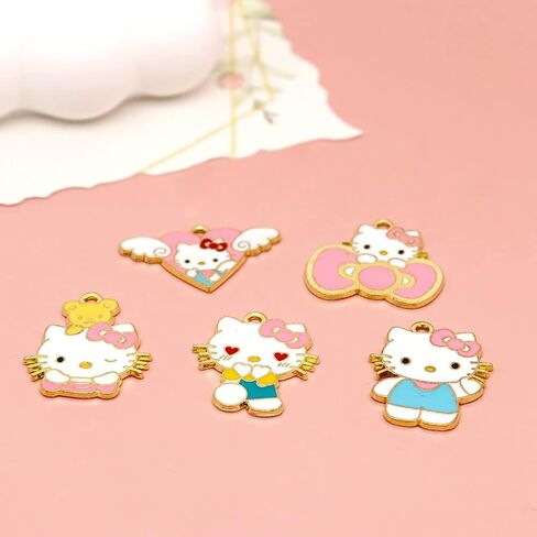 Cute Cat Charms Enamel Cartoon Cat Charms Pendant 30 Pcs for Decoration DIY Making Necklace Bracelet Earring Keychain Accessories in Saudi Arabia