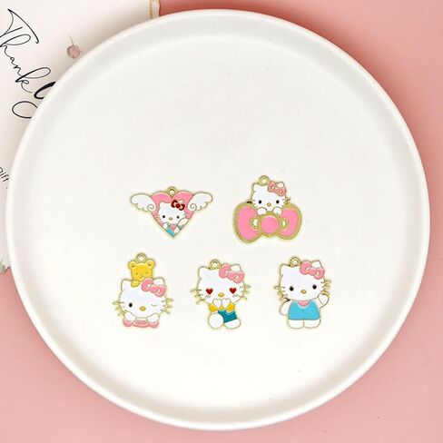 Cute Cat Charms Enamel Cartoon Cat Charms Pendant 30 Pcs for Decoration DIY Making Necklace Bracelet Earring Keychain Accessories in Saudi Arabia