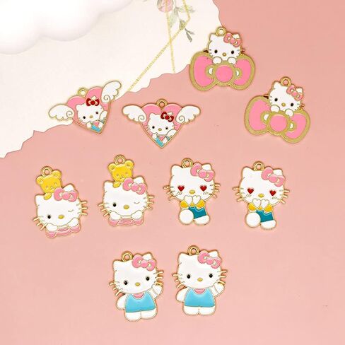 Cute Cat Charms Enamel Cartoon Cat Charms Pendant 30 Pcs for Decoration DIY Making Necklace Bracelet Earring Keychain Accessories in Saudi Arabia