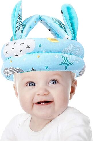 Cute Baby Safety Anti-Bump Walking Helmet, Infant Toddler Anti-Collision Head Cushion Soft Breathable, Kids Anti-Fall Protective Harnesses Cap for Crawling, Walking and Playing (Blue Clouds) in Kuwait