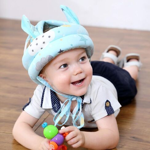 Cute Baby Safety Anti-Bump Walking Helmet, Infant Toddler Anti-Collision Head Cushion Soft Breathable, Kids Anti-Fall Protective Harnesses Cap for Crawling, Walking and Playing (Blue Clouds) in Saudi Arabia
