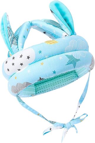 Cute Baby Safety Anti-Bump Walking Helmet, Infant Toddler Anti-Collision Head Cushion Soft Breathable, Kids Anti-Fall Protective Harnesses Cap for Crawling, Walking and Playing (Blue Clouds) in Kuwait