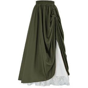 Scarlet Darkness Maxi Long Skirt for Women Double Layered Renaissance Skirts