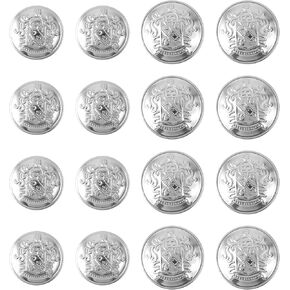 16 PCS Metal Buttons Silver Buttons Metal Blazer Button Silver Buttons for Blazers Vintage Antique Silver Buttons Round Shaped Metal Button Set for Blazer Coat Uniform Shirt Suit Jacket (18mm 25mm)