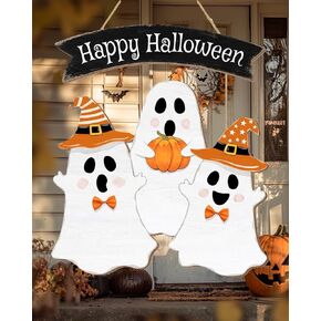 Halloween Decorations Outdoor Halloween Wooden Wreath Ghost Door Decor Hanging Sign for Home Wall Decor Halloween Party Indoor Supply Yard Wall Halloween Decorations Halloween