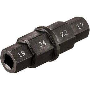 Hex Axle Wrench, 4 Metric Hex Sizes, 17mm, 19mm, 22mm, 24mm, Black, Heat-Treated
