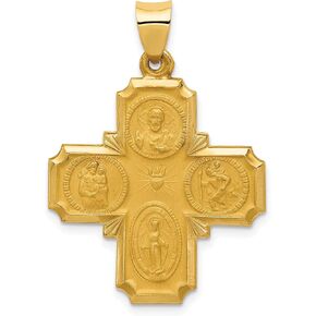 14K Gold Four Way Medal Charm Cruciform Cross Jewelry