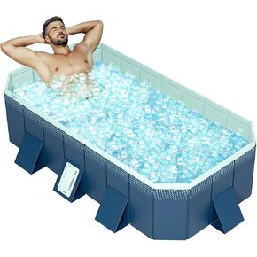 Non-Inflatable Outdoor Swimming Pool, Foldable, Hard Plastic Shell, Portable Bathtub Adult, Ice Bath Tub Suitable for Family Gardens, Gyms, Arena, and Cold Water Therapy Training (102" x 65" x 21")