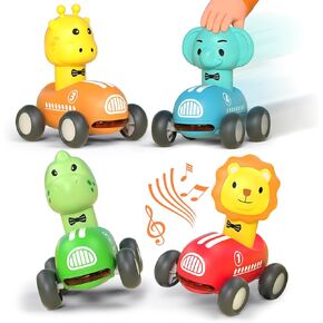 Press and Go Car Toys for Toddlers, Baby Animal Truck, Animal Cartoon Play Vehicle Set, Push and Go Cars Toys for 1 2 3 4 5 Years Old Boys and Girls Gift