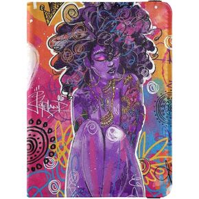 Passport Holder Women Purple Graffiti Afro American Woman Premium PU Leather Passport Covers Travel Gift 5.7 * 4.3in